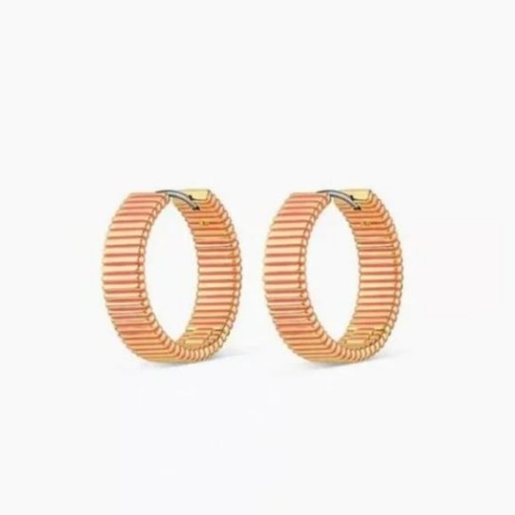 CLEARANCE Gorjana Pink & Gold Catalina Hoop Earrings - Picture 1 of 4